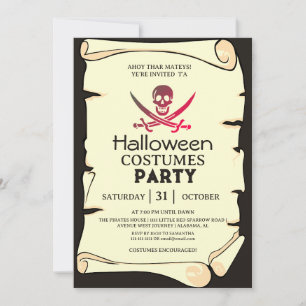 Invitation Costumes de pirate pour la fête d'Halloween Ahoy M