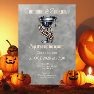 Invitation Costumes Effrayants Cocktails Soirée Noire d'Hallo