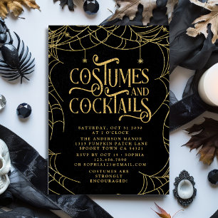 Invitation Costumes effrayants et cocktails Web Halloween pou
