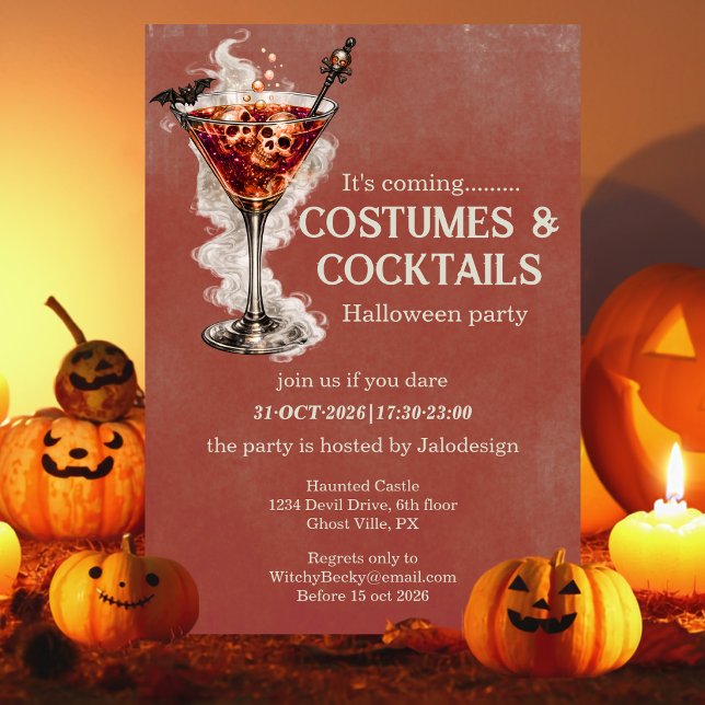 Invitation Costumes Élégants Simples Cocktails Soirée Hallowe (Créateur téléchargé)