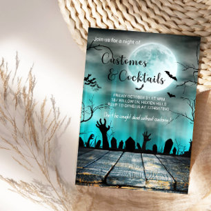 Invitation Costumes et cocktails Arbres et chauves-souris Éff