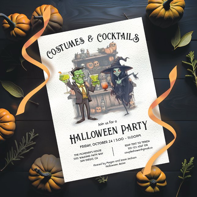 Invitation Costumes et cocktails Fête d'Halloween (Créateur téléchargé)