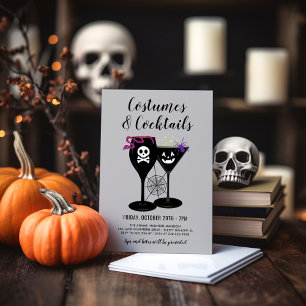 Invitation Costumes et cocktails Fête d'Halloween gris