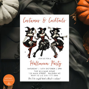 Invitation Costumes et cocktails Fête d'Halloween pour adulte