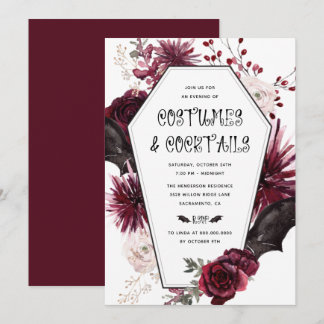 Invitation Costumes et cocktails Fête d'Halloween pour adulte