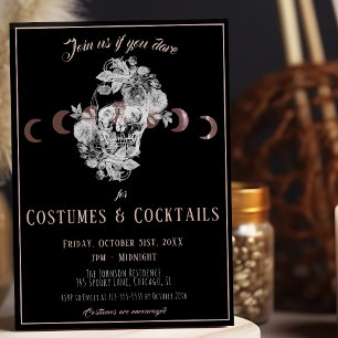 Invitation Costumes et cocktails Gothique Crâne noir et blanc