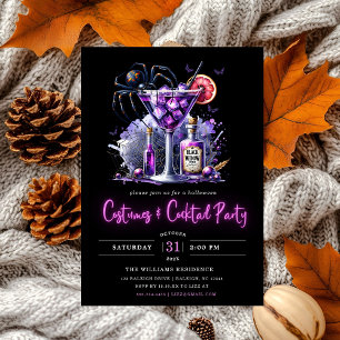 Invitation Costumes et cocktails modernes Neon Halloween Part