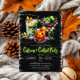 Invitation Costumes et cocktails modernes Neon Halloween Part