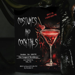Invitation Costumes et cocktails Potion sanglante Halloween