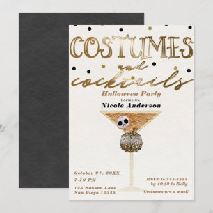 Invitation Costumes et Cocktails Soirée Halloween Élégante et