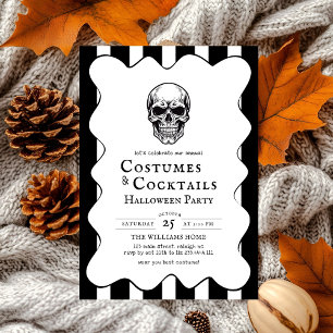 Invitation Costumes vintages Cocktails Crâne Halloween Party