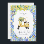 Invitation Côte d'Amalfi | Mariage de carreaux de citron médi<br><div class="desc">Les numéros de table rehaussent le look de votre tablescape et mettent la touche finale sur votre journée spéciale. Impression de texte personnalisée des noms ou numéros de vos tables. Collines au coucher du soleil, oliveraies, citronniers et vin blanc. Cette palette apporte des graphismes magnifiques, des motifs doux et des...</div>
