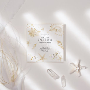 Invitation Côte Golden Elegant Carré Open House