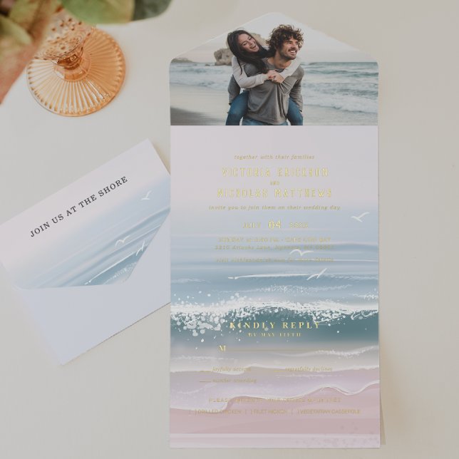 Invitation Côte Ocean Beach tout en un mariage Inviter (Créateur téléchargé)
