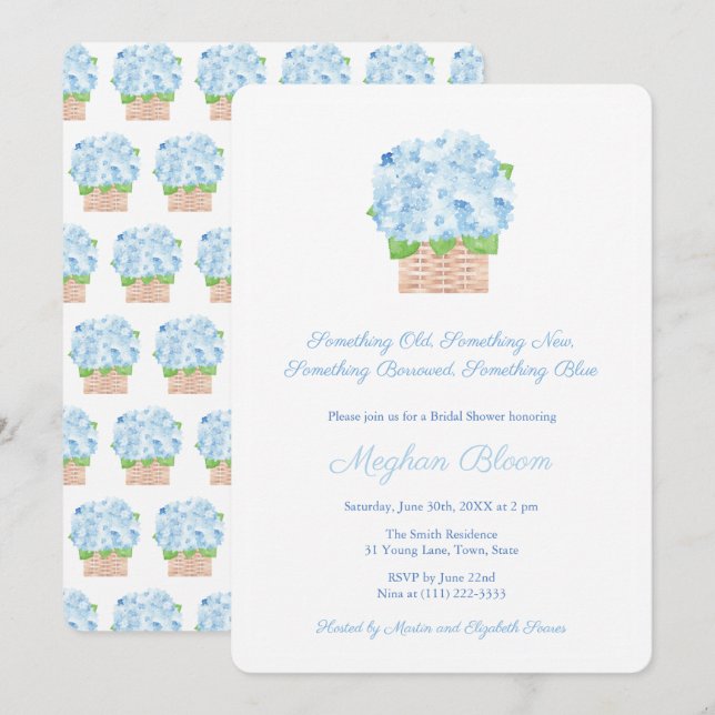 Invitation Côté océan Quelque chose de bleu Fête des mariées  (Devant / Derrière)