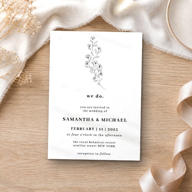 Invitation Coton Boho Blanc Clair Botanique nous faisons (Créateur téléchargé)