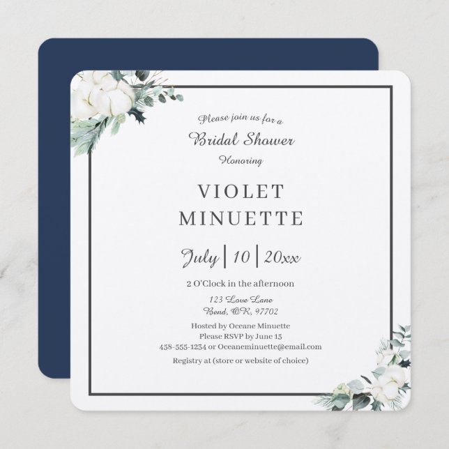 Invitation Coton d'Eucalyptus | Fête des mariées Felt Ecru v2 (Devant / Derrière)