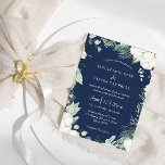 Invitation Coton d'Eucalyptus | Mariage moderne de la marine<br><div class="desc">Cette faire-part de mariage moderne en coton eucalyptus marine est parfaite pour votre mariage moderne. Ce design présente une végétation d'eucalyptus avec des pelouses en coton blanc sur un arrière - plan bleu marine foncé et un script de calligraphie blanc dans un schéma classique moderne. N'hésitez pas à nous contacter...</div>