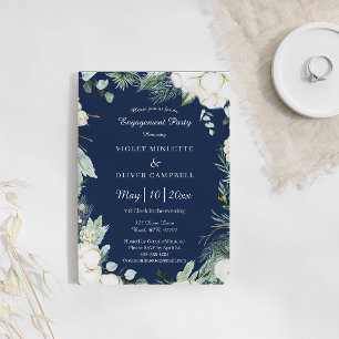 Invitation Coton d'Eucalyptus   Navy Modern Engagement Party