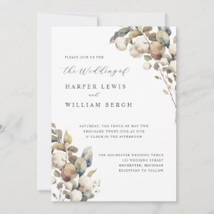 Invitation Coton doux et mariage d'Eucalyptus
