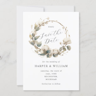 Invitation coton doux & eucalyptus boho wreath enregistrer la