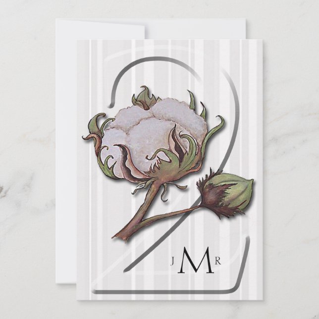 Invitation Coton sur une bande 2e anniversaire de mariage (Devant)