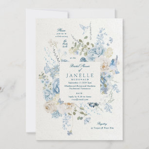 Invitation Cotswolds Blue Winter Florals Fête des mariées