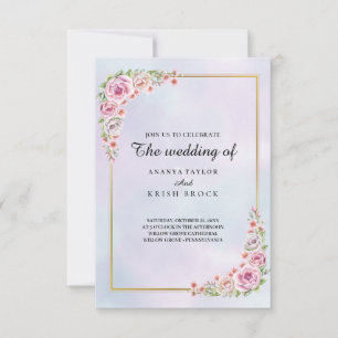 Invitation Cottage Core Rose Floral Mariage