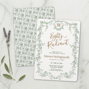 Invitation Cottage Floral Vintage Fête des 80 ans