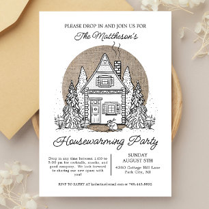 Invitation Cottage Forestier Hiver Drop À La Fête Du Chauffag