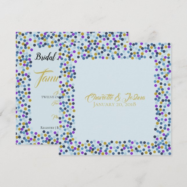 Invitation Cottage Rose Mariage Suite douche Pois (Devant / Derrière)