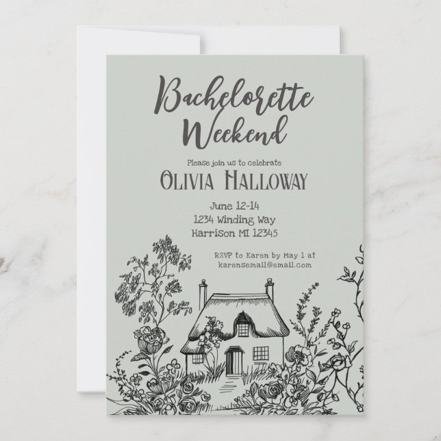 Invitation Cottage Week-end Bachelorette Party (Devant)