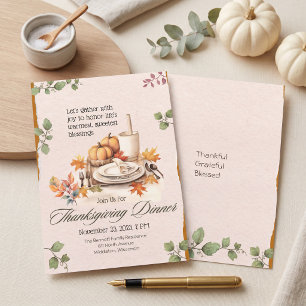 Invitation Cottagecore Citrouille Orange Brûlé Thanksgiving