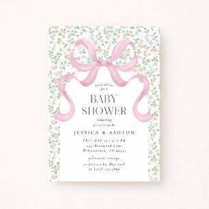Invitation Cottagecore de Bow rose Baby shower floral Invitat