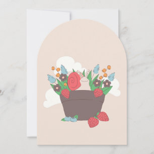 Invitation cottagecore fraises escargots jardin