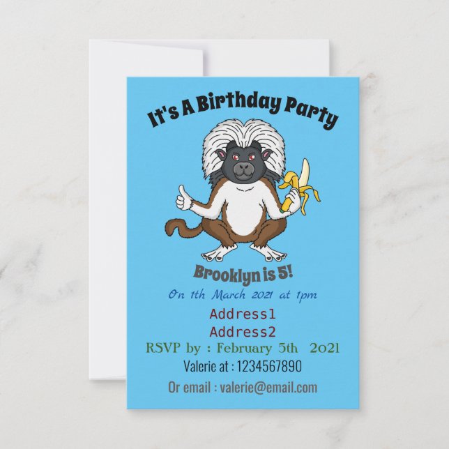 Invitation Cotton Top Tamarin montoon est une illustration (Devant)