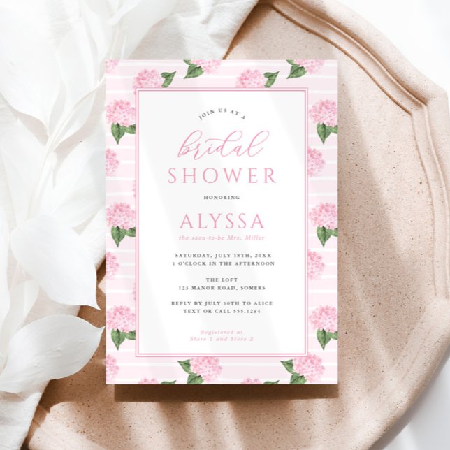 Invitation Couche nuptiale à motif Hydrangea rose (Créateur téléchargé)