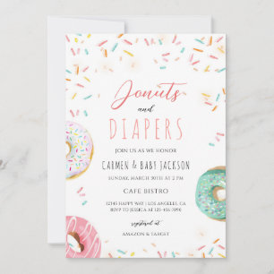 Invitation Couche pour Bébé Gâteau Donut Fête de Naissance