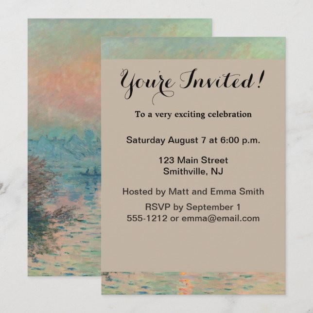 Invitation Coucher de soleil de Monet sur la Seine Impression (Devant / Derrière)