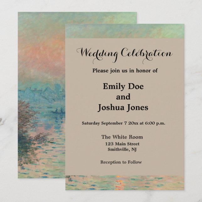 Invitation Coucher de soleil de Monet sur la Seine Impression (Devant / Derrière)