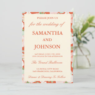 Invitation Coucher de soleil italien Monogramme floral ivoire