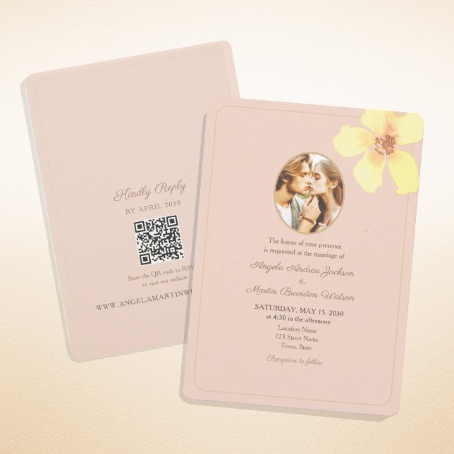 Invitation Coucher de soleil QR Photo Mariage (Créateur téléchargé)