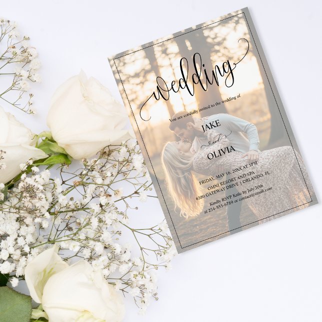 Invitation Coucher de soleil romantique Elégant 2 Mariage pho (Créateur téléchargé)