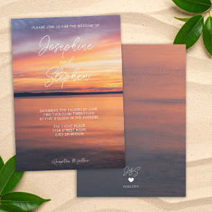 Invitation Coucher de soleil romantique orange sur le lac Ser