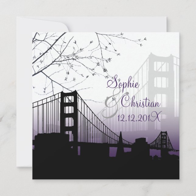Invitation Coucher de soleil sur Golden Gate/Fond DIY (Devant)