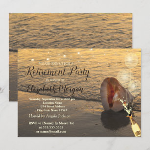 Invitation Coucher de soleil sur la plage,Coquillage,Ballons,