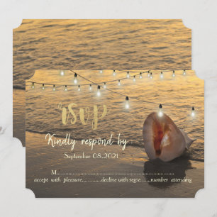 Invitation Coucher de soleil sur la plage,Guirlandes lumineus