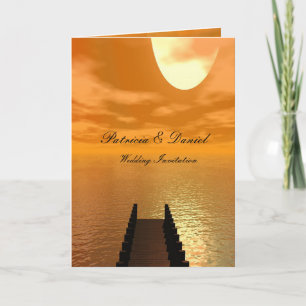 Invitation Coucher de soleil sur un Mariage de quai