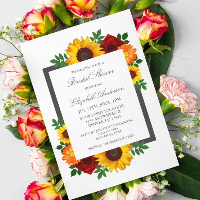 Invitation Coucher de soleil Tournesol Rose Fleurs Mariage (Créateur téléchargé)