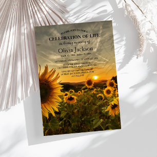 Invitation Coucher de soleil & Tournesols   En souvenir affec